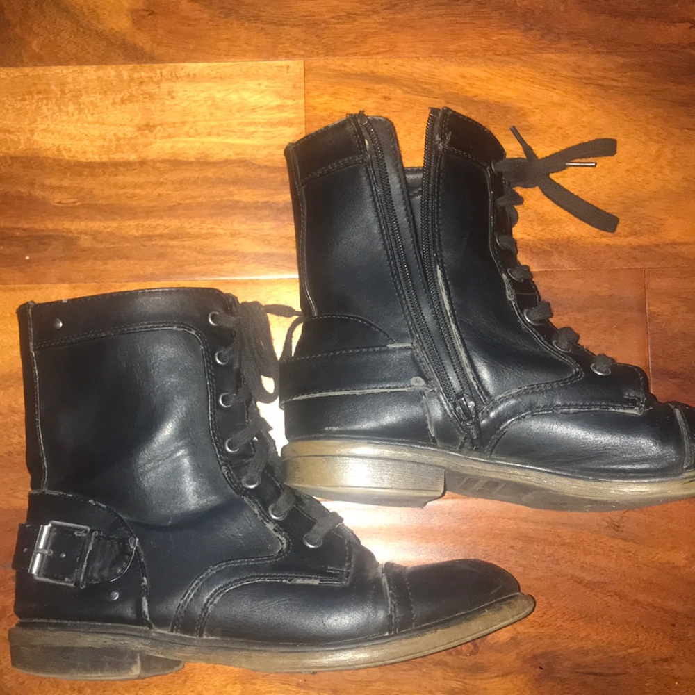 Black leather boots